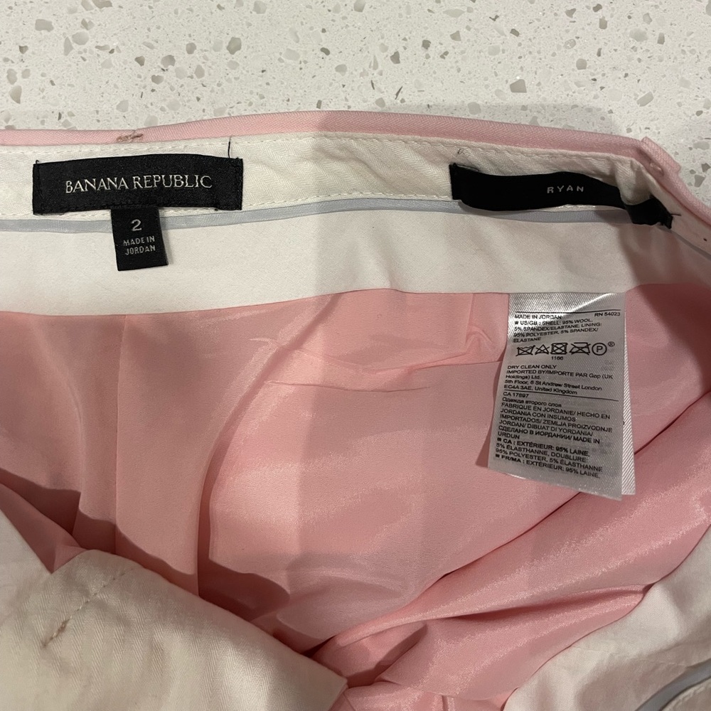 Banana Republic Pants Pink Wool Blend Ryan Ankle Straight Leg Stretch (Size 2)
